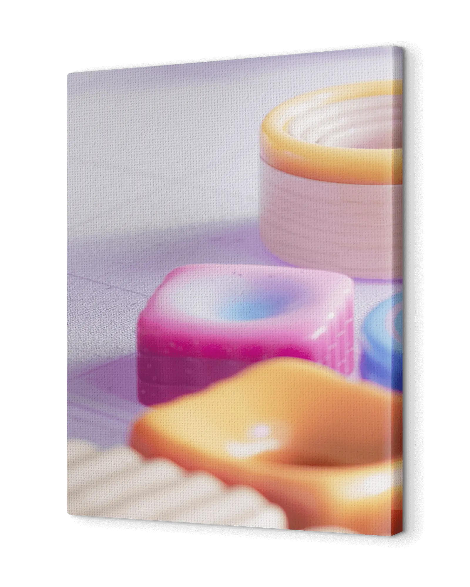Angled canvas print showing gallery-wrap depth and canvas texture