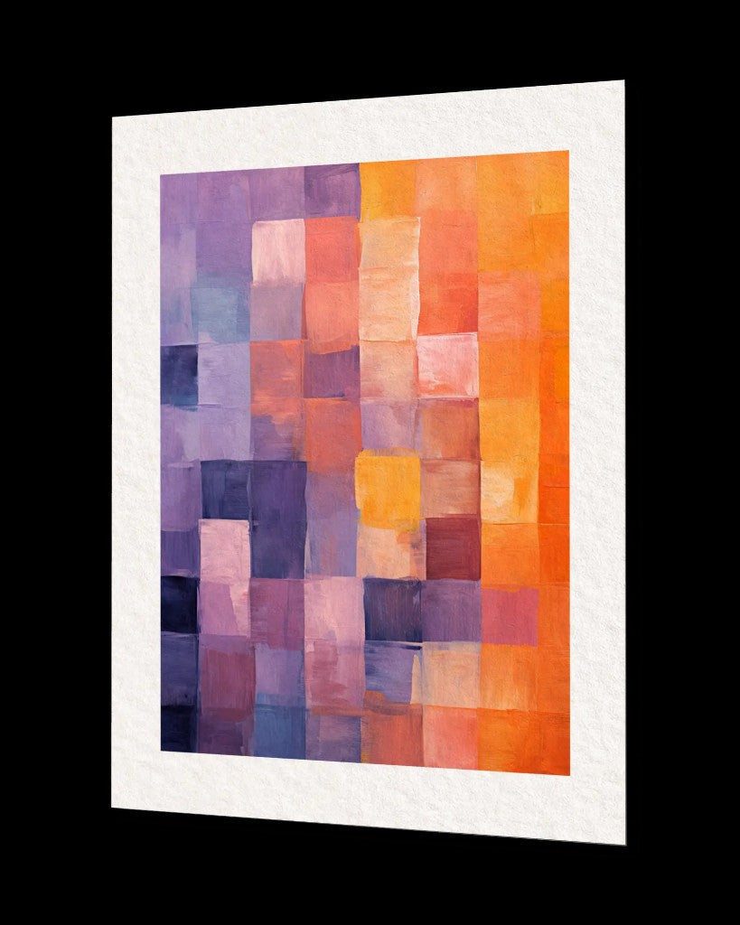 Fine art poster with a painterly colour grid and a wide white border
