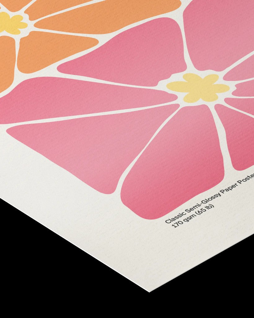 Close-up of a classic semi-glossy paper poster corner showing texture and 170 gsm weight