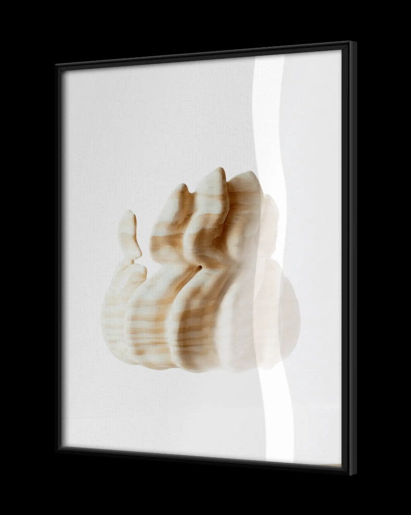 Premium semi-glossy print in a thin black wooden frame, shown at an angle